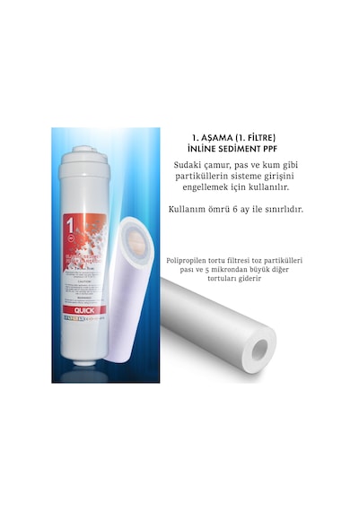 WaterMelon Kapalı Kasa 12" Su Arıtma Cihazı Filtresi Inline 6 Aylık Set