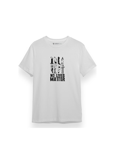 Horror Knifes No Live Matter Beyaz Kısa Kol Erkek Tshirt 001
