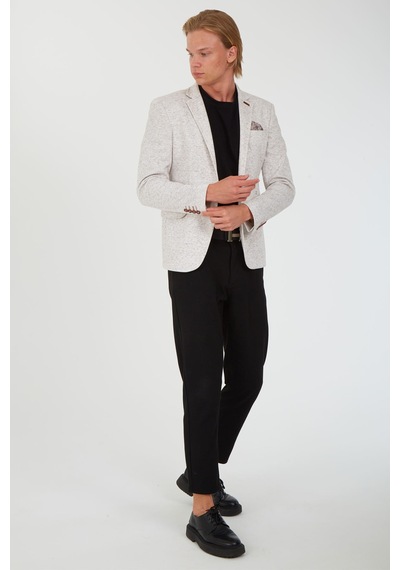Sposo 5106 Dar Kalıp Yarım Astarlı Bej Erkek Blazer Ceket Bej