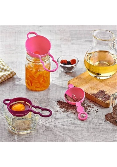Trio Üçlü Mini Elek Yumurta Ayracı Huni Pasta Süsleme Seti Plastik Çok Renkli Diğer