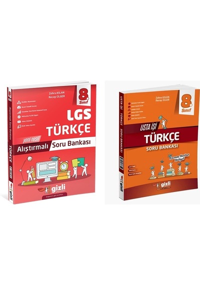 Gizli 2025 8. Sınıf Lgs Türkçe Alıştırmalı + Usta İşi Soru Bankası Seti 2 Kitap Güncel Müfredat