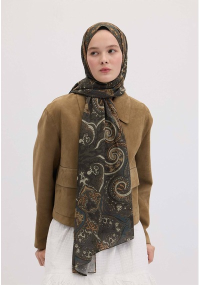 Freshscarfs Etnic Paisley Desen Şal Tozlu Kahve
