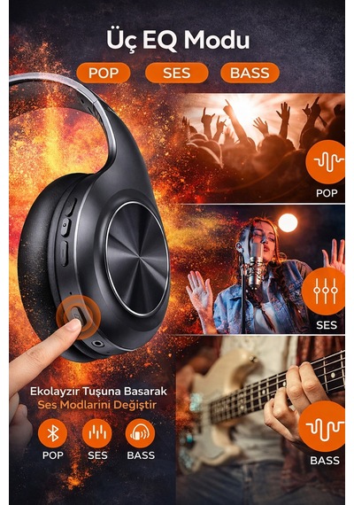 Bluetooth 5.3 Kulaklık & Hoparlör 2 Si 1 Arada 40mm Bass, Uzun Pil Ömrü