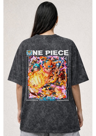 Sevbano Monkey D. Luffy One Piece Karakterler Anime Baskılı Unisex Oversi Siyah