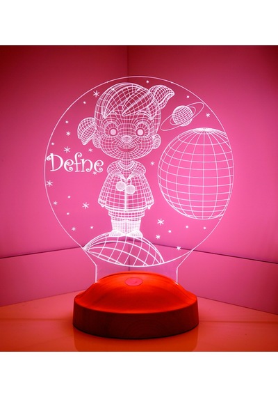3D Led Lamba 3 Boyutlu Küçük Kız Kişiye Özel Hediye Gecelambası
