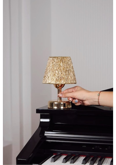 Modern Led Abajur Üst Gold -alt Parlak Gold Detay