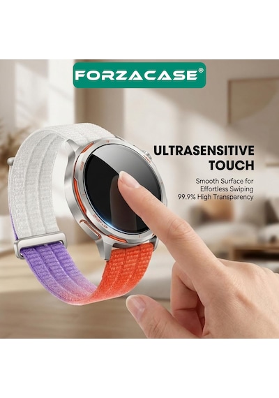 Forzacase Huawei Watch Gt Runner 2 Uyumlu Çerçeveli Tam Kaplayan 3d Pet Ekran Koruyucu Film - Fc016