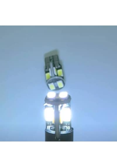 T10 Led Metal Ultra W5W 10 Ledli Beyaz Park Tavan Plaka Ampülü 10 Adet