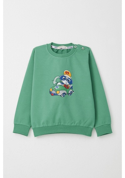 Breeze Erkek Bebek Eşofman Takım Yarışçı Ayıcık Baskılı 9 Ay-3 Yaş, Mint Yeşili Mint Yeşili