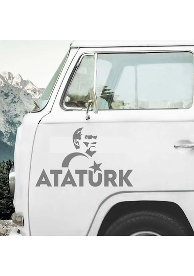 Atatürk Ve Ay Yıldız Sticker - Araba Oto Motosiklet Karavan Araç Cam Sticker - 00347 20x12 Cm