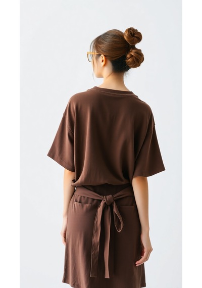 Classical Baskılı Oversize Tshirt Kahverengi