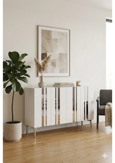 Ka1230bs Mia Konsol Ve Tv Sehpası Beyaz-silver 120cm