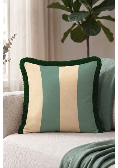 Modern Çizgili Kadife Saçaklı Yastık Kılıfı - Blok Tasarımlı Retro Bej Siyah Püsküllü Kırlent Kılıfı Kayıp Atlas Lime Modern Çizgili Kadife Saçaklı Yastık Kılıfı - Blok Tasarımlı Retro Bej Siyah Püsküllü Kırlent Kılıfı Kayıp Atlas Lime
