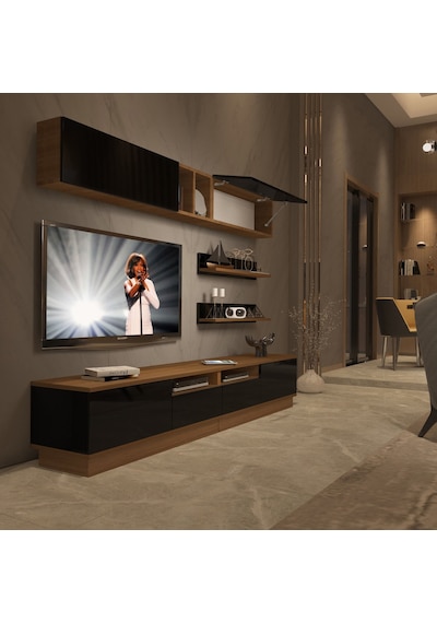 Decoraktiv Trendstyle 5220s Mdf Tv Ünitesi Tv Sehpası Ceviz - Siyah