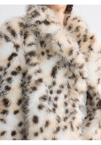 LC Waikiki Lc Waıkıkı Ekru Leopar Desenli Kadın Kürk Kaban