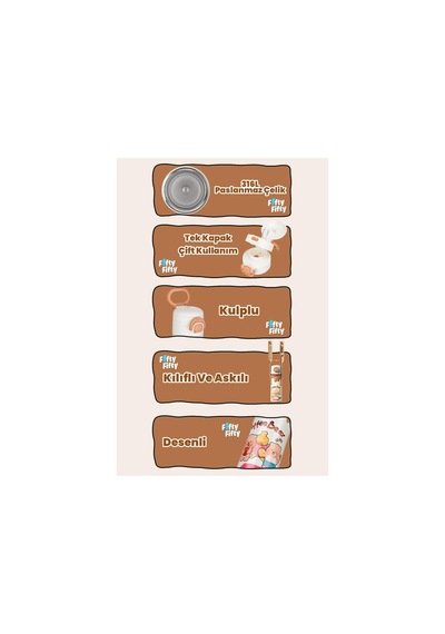 Dıller Toffee Bear Figürlü 520 Ml Paslanmaz Çelik Termos Kahve Rengi