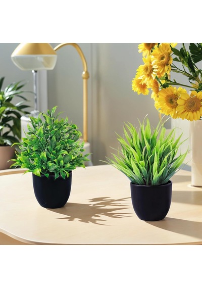 4 Paket Küçük Sahte Bitkiler Plastik Mini Yapay Saksı Bitkileri Masa Raf Banyo Ofis Ev Süslemeleri Diğer
