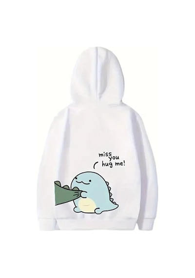 Primemagazam Sevgililer Günü Baskılı Oversize Kapüşonlu Sweatshirt Hoodie - Beyaz Çeşitli