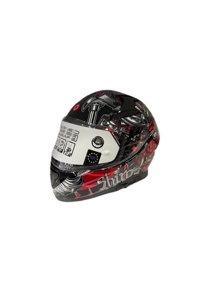 Shiro Katana Sv Samurai Kapalı Kask Kırmızı - Siyah