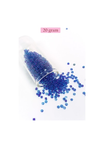 Dökme Cam Kum Boncuk 8/0 3 Mm - 20 Gram - Şeffaf Koyu Mavi - Bnc161