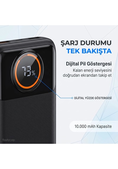 Snp-3012 10.000 Mah Lcd Ekran Dahili Kablolu 22.5w Hızlı Şarj Powerbank Beyaz