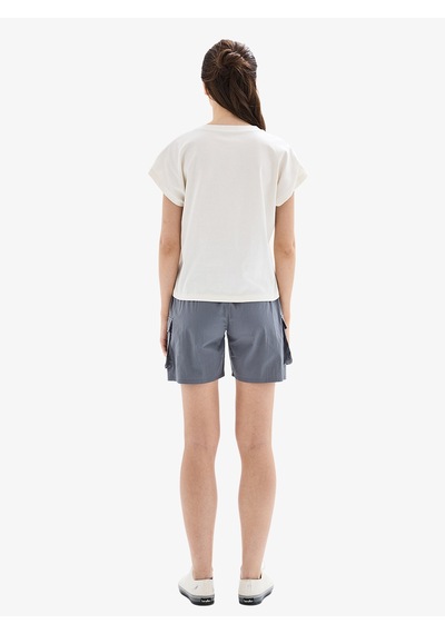 Kadın Crop T-shirt 60627 - Krem Krem