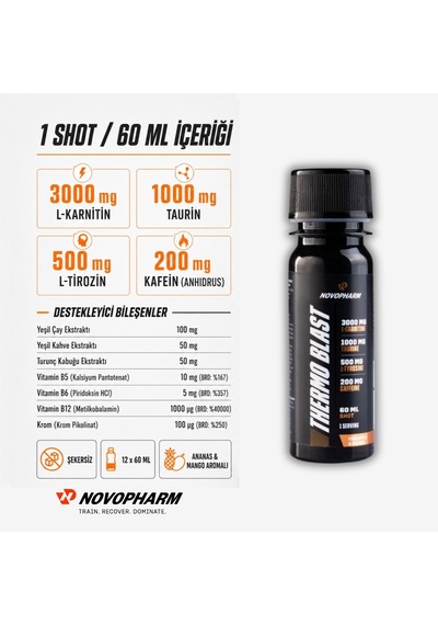 Novopharm Thermo Blast L-carnitine 60 Mlx12 Shot Ananas&mango