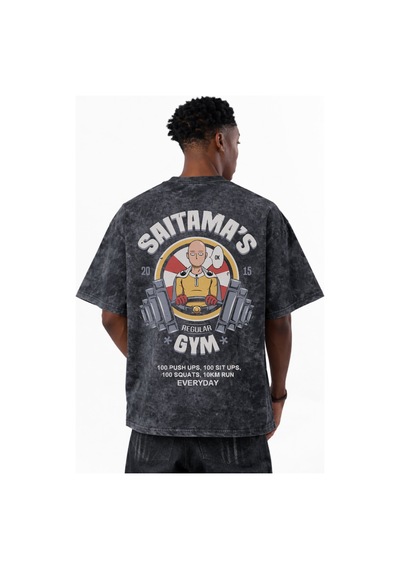 One Punch Man Saitama Gym Fitness Bodybuilding Baskılı Unisex Ove Siyah