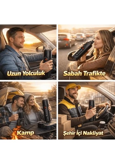 Coofbe Paslanmaz Çelik 470ml Araç Su Isıtıcı Taşınabilir Termos Dijital Ekranlı Araç Su Isıtıcı Kattle