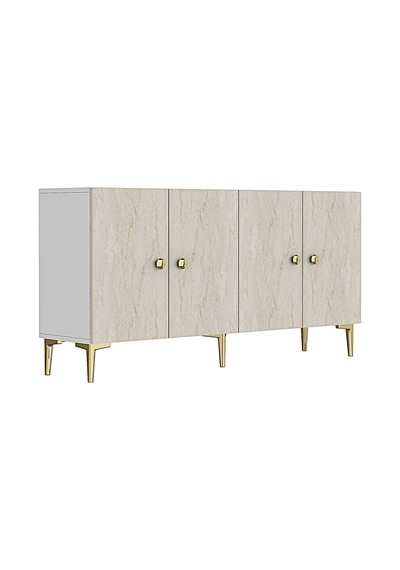 Ka1817btg Simple Konsol Ve Tv Sehpası Beyaz-traverten-gold 180cm