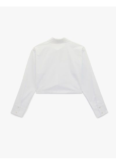 Koton Regular Fit Pamuklu Klasik Yaka Uzun Kollu Crop Gömlek Beyaz 6sak60103pw