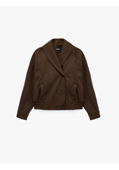 Koton Uzun Kollu Şal Yaka Düğmeli Suni Süet Oversize Bomber Ceket Kahverengi 7wak20273ew Kahve