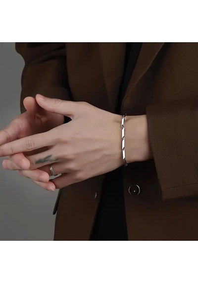 Silver Küp Model Unisex Yüksek Kalite Çelik Kolye&bileklik Silver