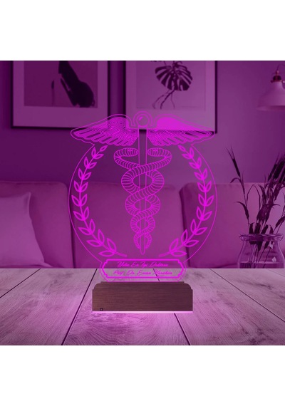 Luvivia Doktor Tıp Logo Tasarım Hediye Kişiye Özel 3d Lamba - Masa Gece Lambası