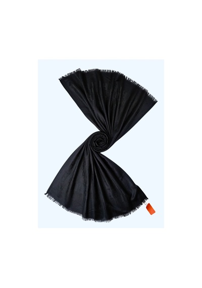 Mim Eşarp Işıl İpek - H Desen Kaşmir İpek Şal 75x190 Cm Siyah