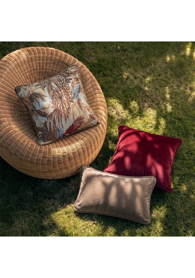 "tropical Grace" Dokulu Kırlent Kılıfı Seti Bordo - Kahverengi