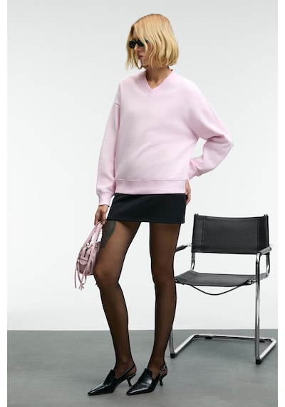 Grimelange ARINEL Kadın V Yaka Regular Fit Pembe Sweatshirt