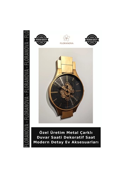 Özel Üretim Metal Çarklı Duvar Saati Dekoratif Saat Modern Detay Ev Aksesuarları