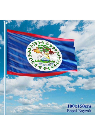 Belize Bayrağı - 100x150 Cm 1 Metre X 1,5 Metre - Raşel Kumaş 1