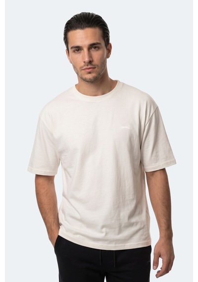 Slazenger Kodex Erkek Oversıze Ekru Tişört