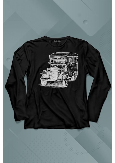 Old Bus Eski Yaşlı Nostalji Otobüs Uzun Kollu Tişört Baskılı Çocuk T-shirt 001
