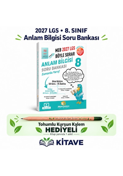 Sinan Kuzucu Yayınları 2027 Lgs 8.sınıf Anlam Bilgisi Soru Bankası Tohumlu Kurşun Kalem Hediyeli