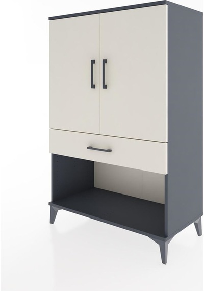 Hyperion Dolap 2 Raflı Tek Çekmeceli 2 Kapaklı 88x44x134 Antr... Antrasit