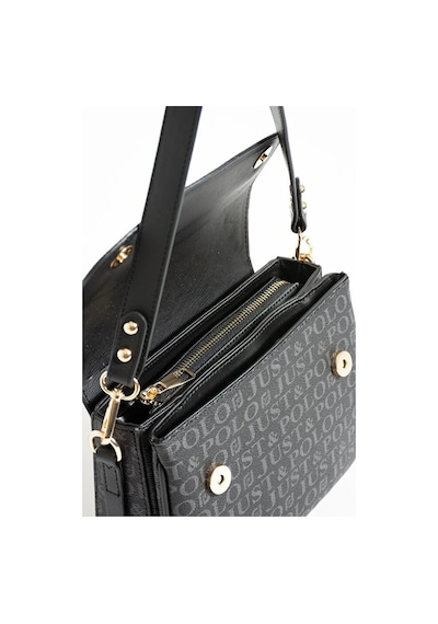 Just Polo Kadın Baskılı Ayarlanabilir Askılı Şık Ve Lüks El & Omuz Çantası Shoulder Bag Siyah