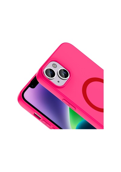 Apple iPhone Uyumlu 13 Kılıf M-safe Şarj Özellikli Zore Aris Silikon Kapak - Koyu Pembe
