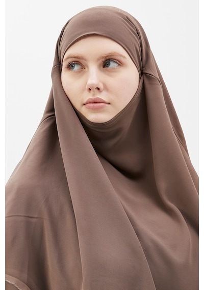 Altobeh Hazır Pratik Şifon Üç Katlı Peçeli Üçgen Hac Umre Şalı Sufle Hijab Nikap Koyu Vizon