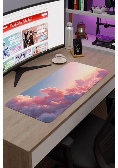 Bulutlar Kaymaz Dikişli Kauçuk Oyuncu Mousepad V4 - 70x30 Xl Gaming Mouse Pad Fare Altlığı