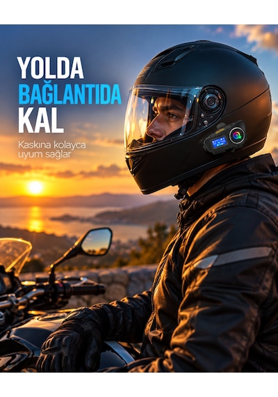Q58-max Motosiklet Kask Bluetooth Kulaklık İnterkomlu Lcd Ekranlı Su Geçirmez Gürültü Önleyici Kablosuz Kask İçi Kulaklık