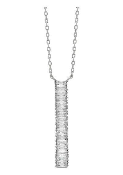 Dikey Taşlı Kolye 718924 Silver Gümüş