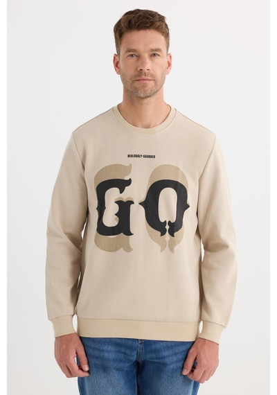 Tudors Erkek Relax Fit Rahat Kesim Pamuklu Lastikli Kol Bisiklet Yaka Baskılı Bej Sweatshirt-37308 Bej Tudors Erkek Relax Fit Rahat Kesim Pamuklu Lastikli Kol Bisiklet Yaka Baskılı Bej Sweatshirt-37308 Bej